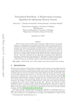 Personalized HeartSteps: A Reinforcement Learning Algorithm for
  Optimizing Physical Activity