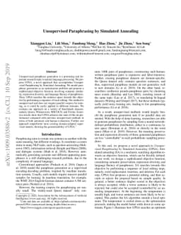 Unsupervised Paraphrasing by Simulated Annealing