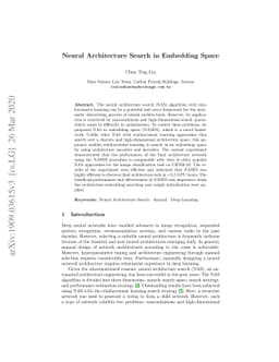 Neural Architecture Search in Embedding Space