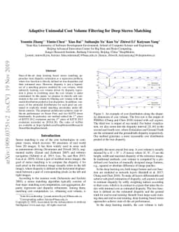Adaptive Unimodal Cost Volume Filtering for Deep Stereo Matching