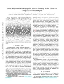 Belief Regulated Dual Propagation Nets for Learning Action Effects on
  Groups of Articulated Objects