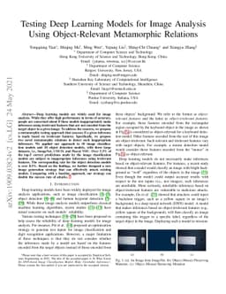 Testing Deep Learning Models for Image Analysis Using Object-Relevant
  Metamorphic Relations