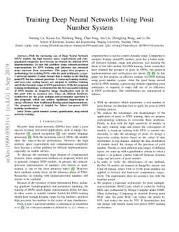 Training Deep Neural Networks Using Posit Number System