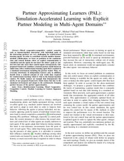 Partner Approximating Learners (PAL): Simulation-Accelerated Learning
  with Explicit Partner Modeling in Multi-Agent Domains