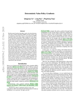 Deterministic Value-Policy Gradients