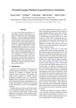 Pretrained Language Models for Sequential Sentence Classification