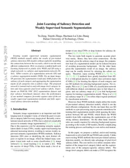 Joint Learning of Saliency Detection and Weakly Supervised Semantic
  Segmentation