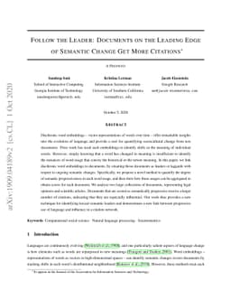 Follow the Leader: Documents on the Leading Edge of Semantic Change Get
  More Citations
