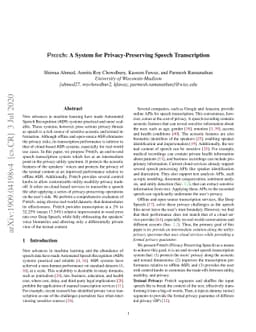 Preech: A System for Privacy-Preserving Speech Transcription
