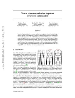 Neural reparameterization improves structural optimization