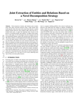 Joint Extraction of Entities and Relations Based on a Novel
  Decomposition Strategy