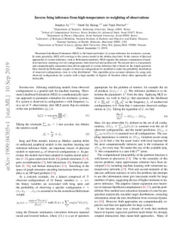 Inverse Ising inference from high-temperature re-weighting of
  observations