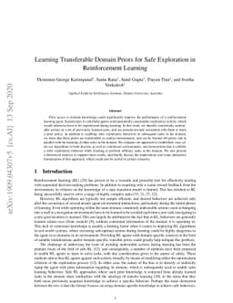 Learning Transferable Domain Priors for Safe Exploration in
  Reinforcement Learning