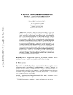 A Bayesian Approach to Direct and Inverse Abstract Argumentation
  Problems