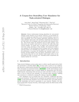 A Corpus-free State2Seq User Simulator for Task-oriented Dialogue