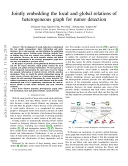 Jointly embedding the local and global relations of heterogeneous graph
  for rumor detection