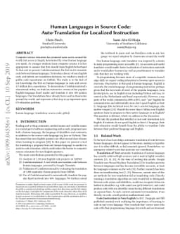 Human Languages in Source Code: Auto-Translation for Localized
  Instruction