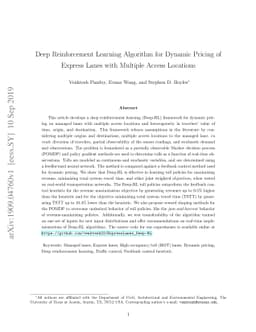 Deep Reinforcement Learning Algorithm for Dynamic Pricing of Express
  Lanes with Multiple Access Locations