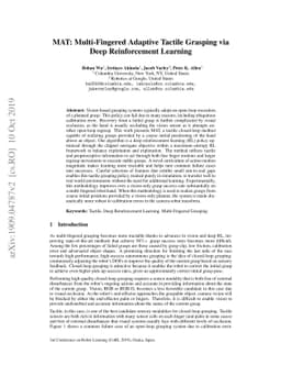 MAT: Multi-Fingered Adaptive Tactile Grasping via Deep Reinforcement
  Learning
