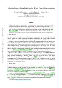 Definition Frames: Using Definitions for Hybrid Concept Representations