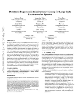 Distributed Equivalent Substitution Training for Large-Scale Recommender
  Systems