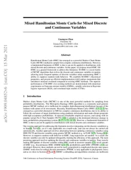 Mixed Hamiltonian Monte Carlo for Mixed Discrete and Continuous
  Variables