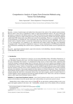 Comprehensive Analysis of Aspect Term Extraction Methods using Various
  Text Embeddings
