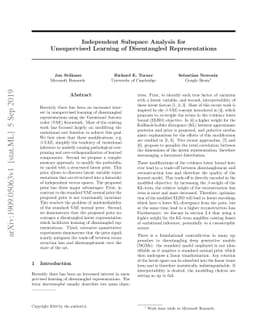 Independent Subspace Analysis for Unsupervised Learning of Disentangled
  Representations