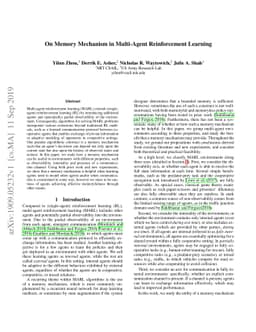 On Memory Mechanism in Multi-Agent Reinforcement Learning
