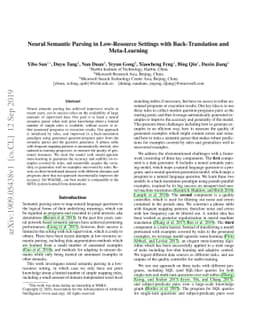 Neural Semantic Parsing in Low-Resource Settings with Back-Translation
  and Meta-Learning