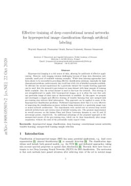 Effective training of deep convolutional neural networks for
  hyperspectral image classification through artificial labeling