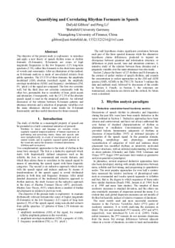Quantifying and Correlating Rhythm Formants in Speech