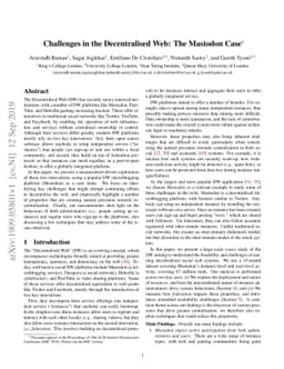 Challenges in the Decentralised Web: The Mastodon Case