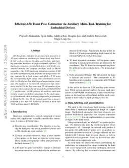 Efficient 2.5D Hand Pose Estimation via Auxiliary Multi-Task Training
  for Embedded Devices