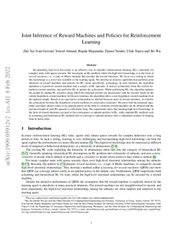 Joint Inference of Reward Machines and Policies for Reinforcement
  Learning