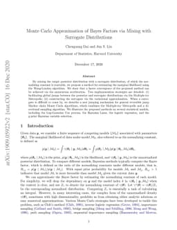 Monte Carlo Approximation of Bayes Factors via Mixing with Surrogate
  Distributions