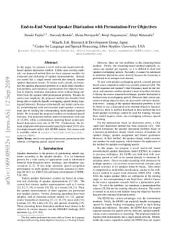 End-to-End Neural Speaker Diarization with Permutation-Free Objectives