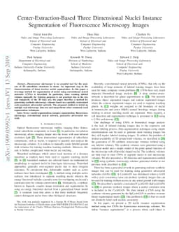 Center-Extraction-Based Three Dimensional Nuclei Instance Segmentation
  of Fluorescence Microscopy Images