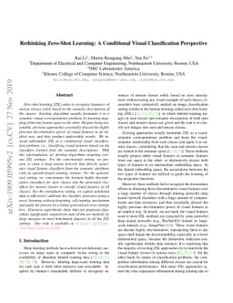 Rethinking Zero-Shot Learning: A Conditional Visual Classification
  Perspective
