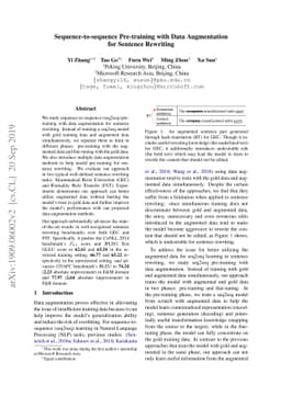 Sequence-to-sequence Pre-training with Data Augmentation for Sentence
  Rewriting
