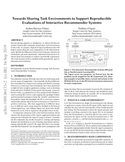 Towards Sharing Task Environments to Support Reproducible Evaluations of
  Interactive Recommender Systems