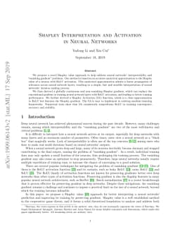 Shapley Interpretation and Activation in Neural Networks