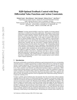 HJB Optimal Feedback Control with Deep Differential Value Functions and
  Action Constraints