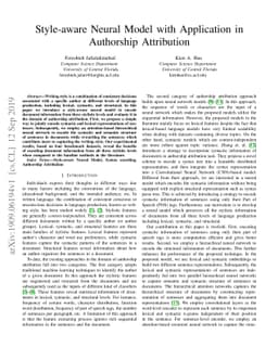 Style-aware Neural Model with Application in Authorship Attribution