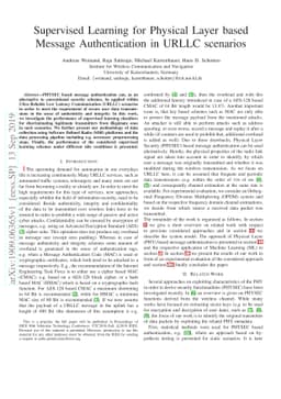 Supervised Learning for Physical Layer based Message Authentication in
  URLLC scenarios