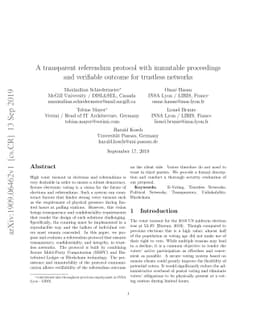 A transparent referendum protocol with immutable proceedings and
  verifiable outcome for trustless networks