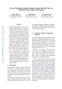 Current Challenges in Spoken Dialogue Systems and Why They Are Critical
  for Those Living with Dementia