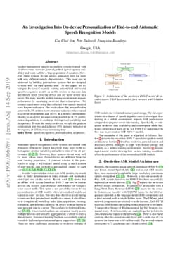 An Investigation Into On-device Personalization of End-to-end Automatic
  Speech Recognition Models