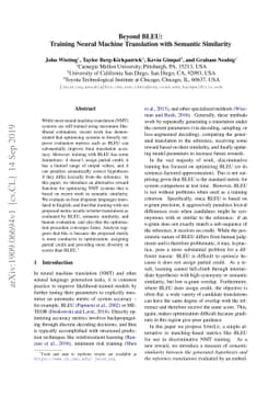 Beyond BLEU: Training Neural Machine Translation with Semantic
  Similarity