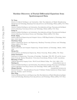 Machine Discovery of Partial Differential Equations from Spatiotemporal
  Data